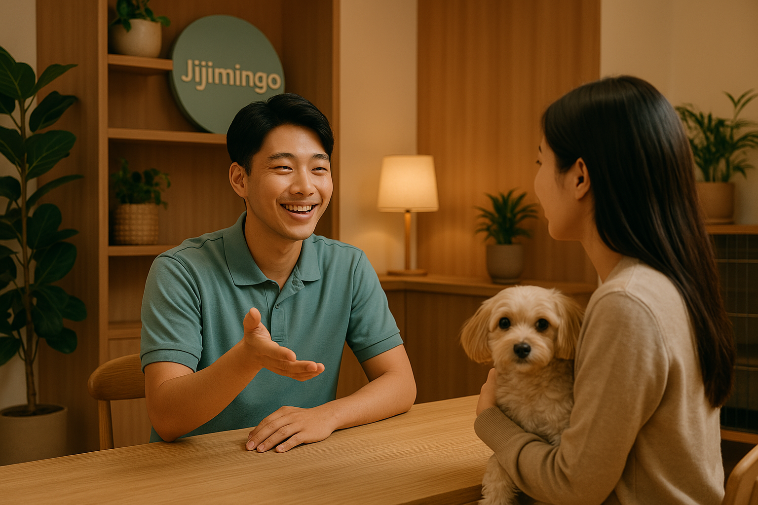 지지밍고 직원이 보호자와 상담하는 모습