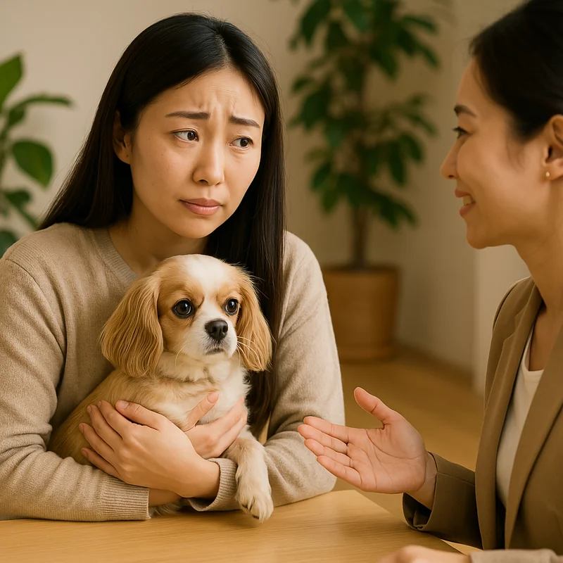 보호자와 상담 중인 지지밍고