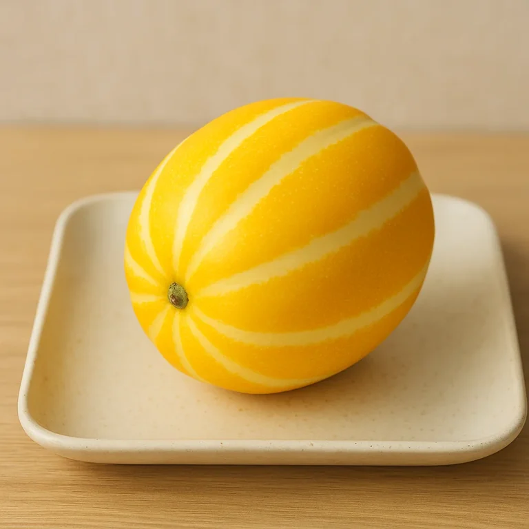 노란색 참외가 접시에 놓여 있는 모습