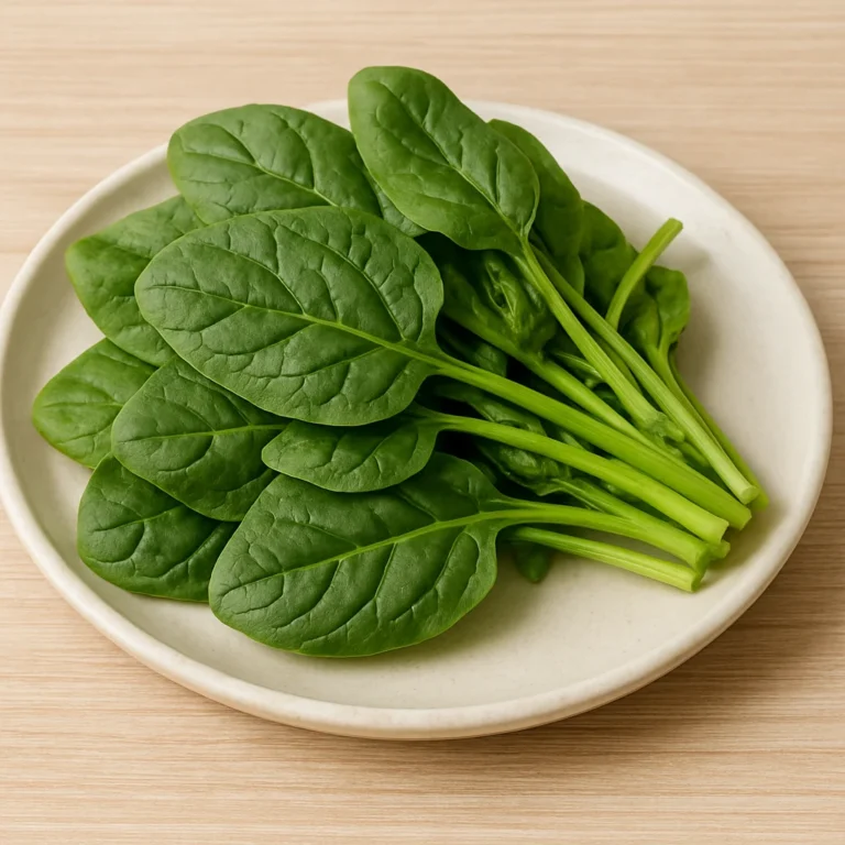 생 시금치 잎이 접시에 정갈하게 담긴 모습