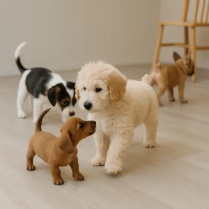 성장기 강아지 데이케어 사회화 훈련 모습 – 지지밍고 실내 공간