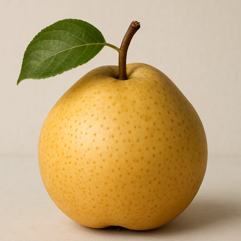 껍질과 씨를 제거한 배 조각이 놓여 있다.