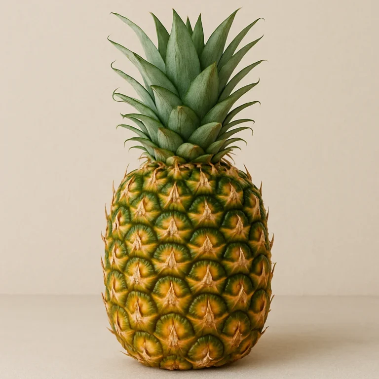 껍질을 벗기지 않은 파인애플과 둥글게 자른 과육